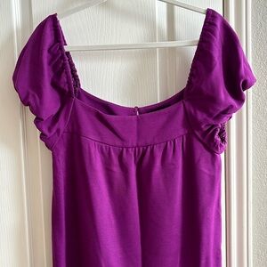INC purple dress with puff sleeve